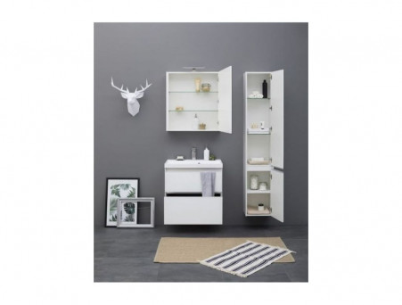 Пенал «Aquanet» Гласс 35 Белый Глянец R с Зеркалом (196962)