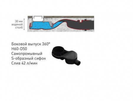 Душевой лоток «Berges» C1 Brise 800, Боковой Выпуск, Матовый Хром (90133)