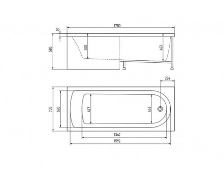 Фронтальная Панель «Alex Baitler» PF1758H 170, h58 Ванны, с Горизонтальным Крепежом Saima 170/Michigan 170 (PF1758H)