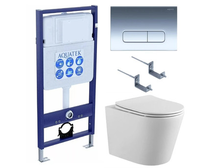 Комплект «Aquatek» Вега, Унитаз, Клавиша, Крепления и Инсталляция (SET AQUATEK ВЕГА cmp-016)