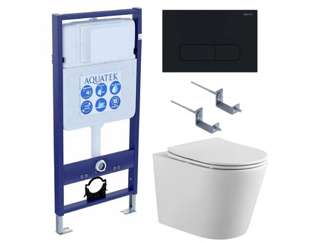 Комплект «Aquatek» Вега, Унитаз, Клавиша, Крепления и Инсталляция (SET AQUATEK ВЕГА cmp-017)