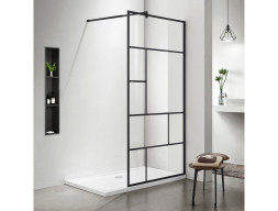 Душевая Перегородка «Aquatek» Walk in с Держателем, Черная Матовая, с Принтом, 100x200см