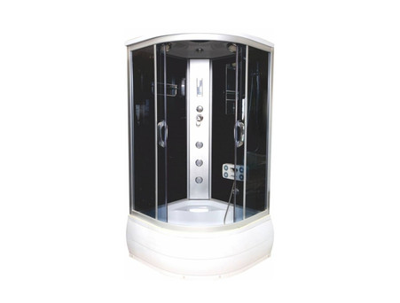 Душевая Кабина «Водный Мир» Высокий Поддон, Матовые Стекла, Хром, 80x80см (ВМ-820)