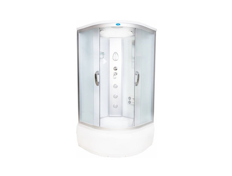 Душевая Кабина «Водный Мир» Высокий Поддон, Матовые Стекла, Хром, 90x90см (ВМ-820)