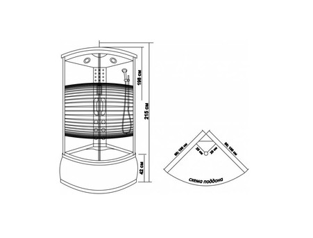 Душевая Кабина «Водный Мир» Высокий Поддон, 100x100x215см (ВМ-8808)