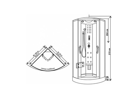 Душевая Кабина «Водный Мир» Высокий Поддон, 100x100x215см (ВМ-8815)