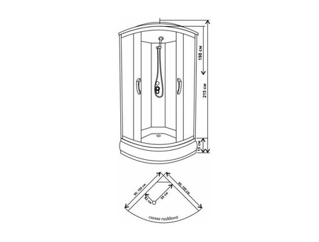 Душевая Кабина «Водный Мир» Низкий Поддон, Черный, 100x100x215см (ВМ-883  BLACK)