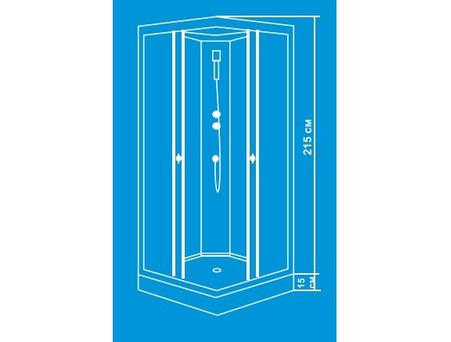 Душевая Кабина «Водный Мир» Низкий Поддон, Матовые Стекла, Белый, 80x80x215см (ВМ-992 Е)