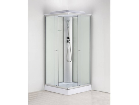 Душевая Кабина «Водный Мир» Низкий Поддон, Матовые Стекла, Белый, 80x80x215см (ВМ-992 Е)