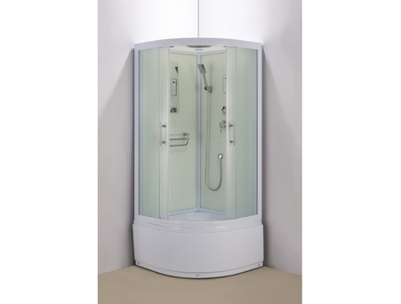 Душевая Кабина «Водный Мир» Угловая, Стеклянная Крыша, Полка, 100x100см (ВМ3014)