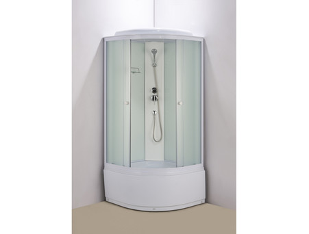 Душевая Кабина «Водный Мир» Высокий Поддон, Белые / Матовые Стекла, Белый, 110x110см (ВМ821)