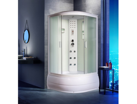 Душевая Кабина «Водный Мир» Высокий Поддон, Белые / Матовые Стекла, Белый, 100x100см (ВМ8608)