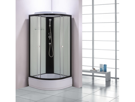 Душевая Кабина «Водный Мир» Высокий Поддон, Белые / Матовые Стекла, Черный, 100x100см (ВМ864)