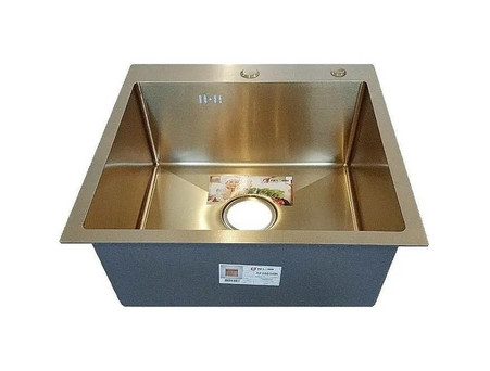 Мойка для Кухни «Aflorn» Premium, Золотой Сатин, Квадратная, 50x50x22 (AF95050W)