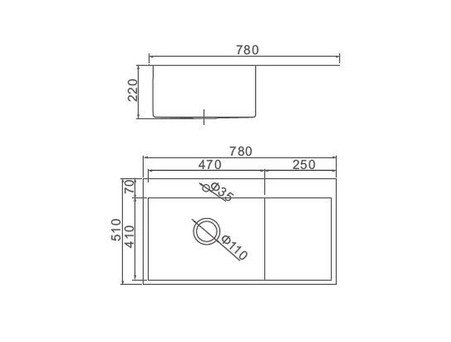 Мойка для Кухни «Aflorn» Premium, Графит, Прямоугольная, 78x51x22 (AF97851F-R)