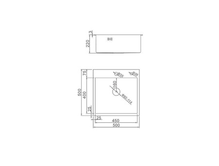 Мойка для Кухни «Aflorn» Premium, Графит, Квадратная, 50x50x22 (AF95050F)