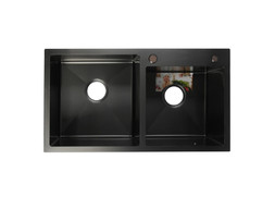 Мойка для Кухни «Aflorn» Premium, 2 Чаши, Графит, Прямоугольная, 78x43x22 (AF97843F-D)