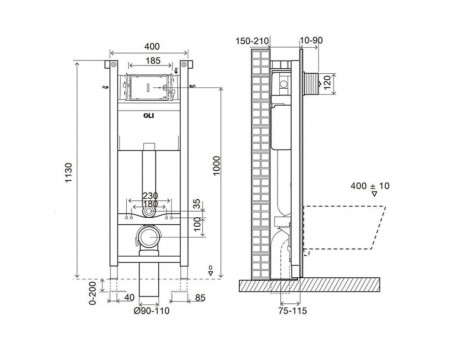 Инсталляция «Oli» Expert Total Black LE Mechanic, Кнопка River Хром Глянец (886668RIOO)