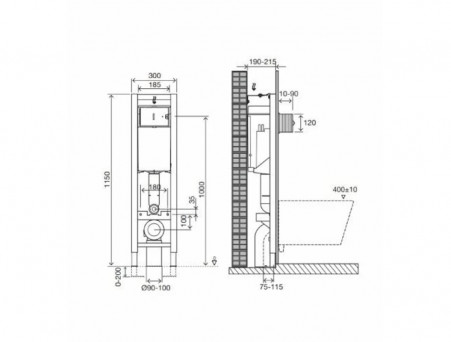 Инсталляция «Oli» Quadra Total Black LE, Кнопка Slim Белый Пластик (886667SLO1)