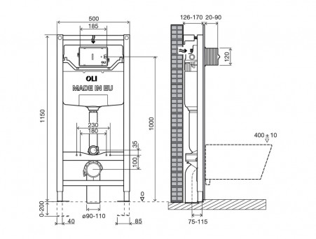 Инсталляция «Oli» 80 Eco Mechanic, Кнопка Slim Хром Глянец (886914SlOO)