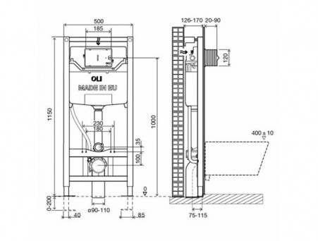 Инсталляция «Oli» 120 Eco Mechanic, Кнопка Narrow OLIpure Черная (773705)