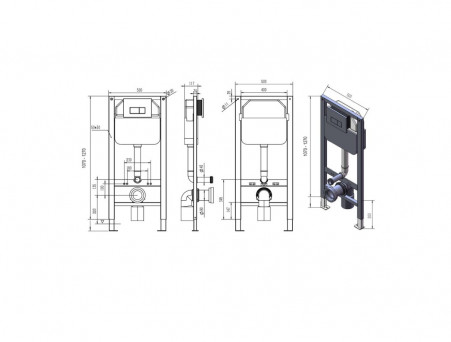 Инсталляция «D&K» Скрытый Монтаж, Универсальная, без Кнопки, 50x12x127см (DI8050127)