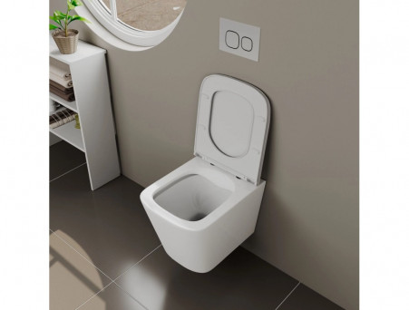 Унитаз Подвесной «D&K» Berlin, Безободковый, Сиденье Микролифт, Белый (DT1436516)