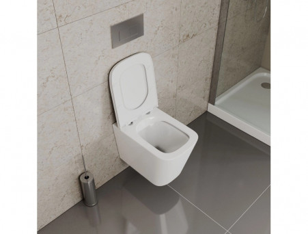 Унитаз Подвесной «D&K» Quadro, Безободковый Сиденье Микролифт, Белый (DT1516016)