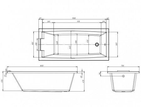Акриловая Ванна «MarkaOne» Aelita MG 165x75 (01ае1675)