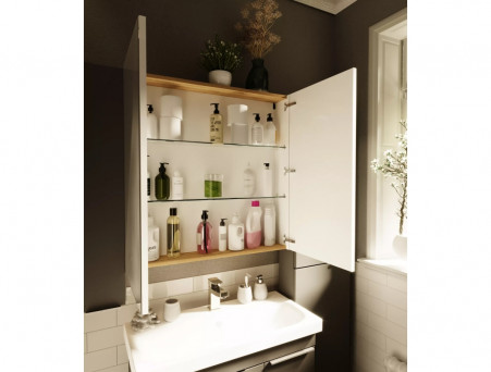 Зеркало-Шкаф «MarkaOne» Gaula 60 2д., Черный (У92541)