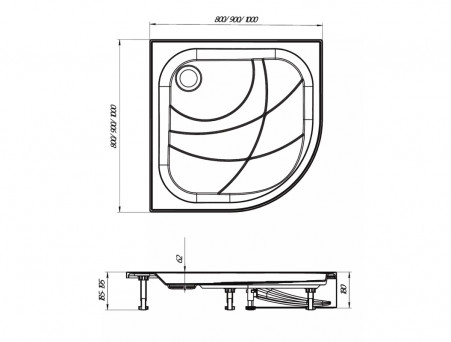 Поддон «MarkaOne» Bella New Полукруг 80x80, Белый (01пбн80)