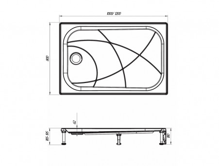 Поддон «MarkaOne» Freya New с Панелями, Прямоугольный, 120x80, Белый (01пфн1280п)