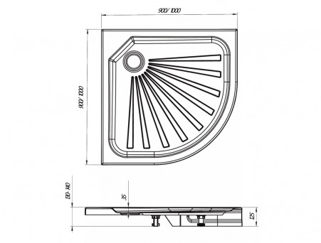 Поддон «MarkaOne» Tondo Полукруг, 90x90, Белый (01пто90)