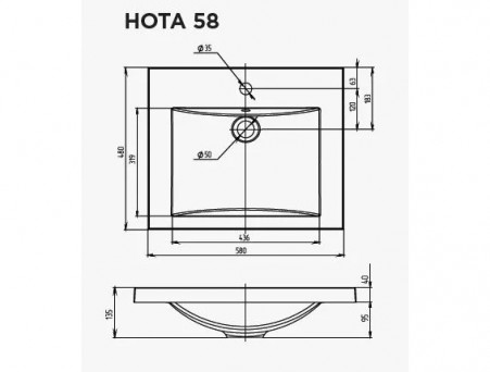 Раковина «MarkaOne» Нота New Polytitan 58, Белый (Ц0000004832)