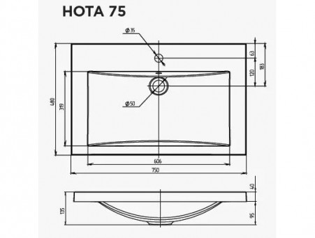 Раковина «MarkaOne» Нота New Polytitan 75, Белый (Ц0000004400)