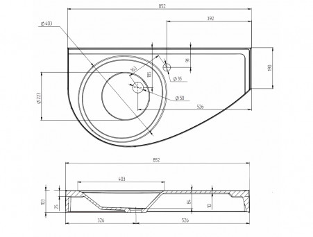 Раковина «MarkaOne» Piccolo Polytitan L 85, Белый (07элпк85л)