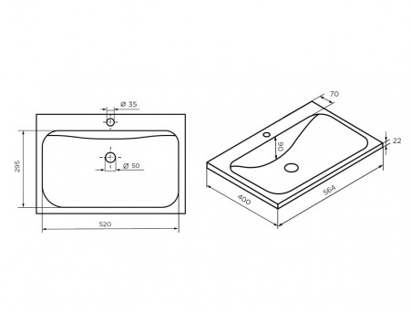 Раковина «MarkaOne» Atom Polytitan 60, Белый (Ц0000000702)