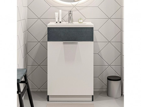 Тумба с Раковиной «MarkaOne» Revo 50Н 1д., Бетон Темно-Серый (У99086)