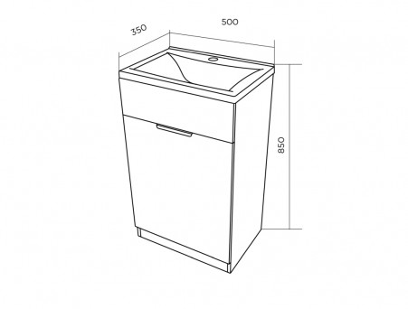 Тумба с Раковиной «MarkaOne» Revo 50Н 1д., Бетон Темно-Серый (У99086)