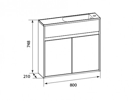 Тумба с Раковиной «MarkaOne» Stretto 80П 1д., Белый (У92325)