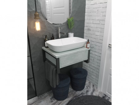 Тумба «MarkaOne» Grunge Loft 60П 1я., Бетон Светло-Серый (Ц0000001582)