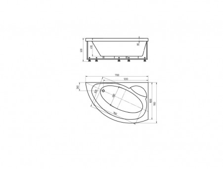 Акриловая Ванна «Aquatek» Аякс, Асимметричная, 170x110 (AYK170-0000005)