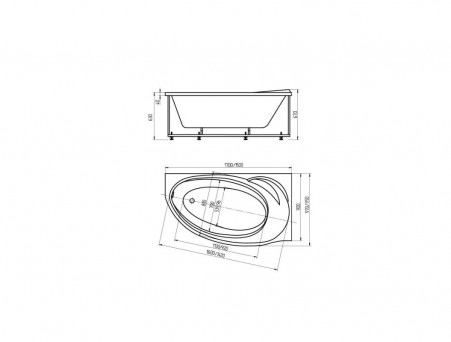 Акриловая Ванна «Aquatek» Бетта, Асимметричная, 160x97 (BET160-0000055)