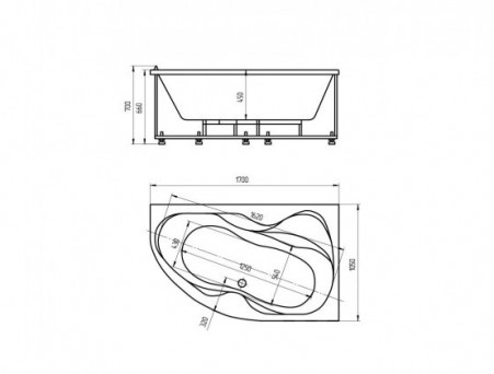 Акриловая Ванна «Aquatek» Вега, Асимметричная, 170x105 (VEG170-0000084)