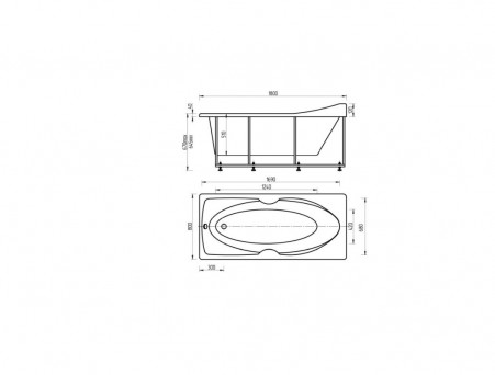 Акриловая Ванна «Aquatek» Европа, Прямоугольная, 180x80 (EVR180-0000006)