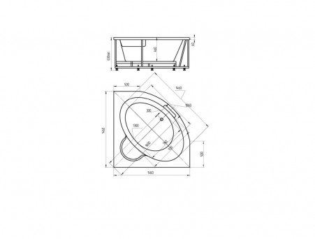 Акриловая Ванна «Aquatek» Калипсо, Угловая, 146x146 (KAL146-0000004)