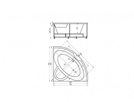 Акриловая Ванна «Aquatek» Поларис, Угловая, 138x138 (POL1-0000004)
