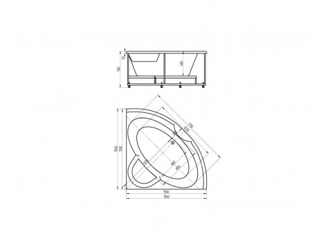 Акриловая Ванна «Aquatek» Поларис, Угловая, 155x155 (POL2-0000004)