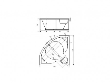 Акриловая Ванна «Aquatek» Сириус, Угловая, 164x164 (SIR164-0000004)