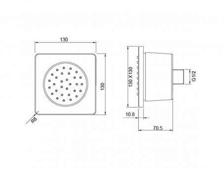 Боковая Форсунка «Aquatek» Латунь, Хром, 13x13 (AQ2099CR)